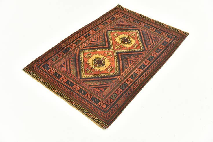 Detail image of 2' 8 x 4' Hand Knotted Sumak Wool Rug