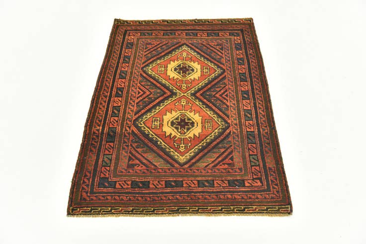 Detail image of 2' 8 x 4' Hand Knotted Sumak Wool Rug