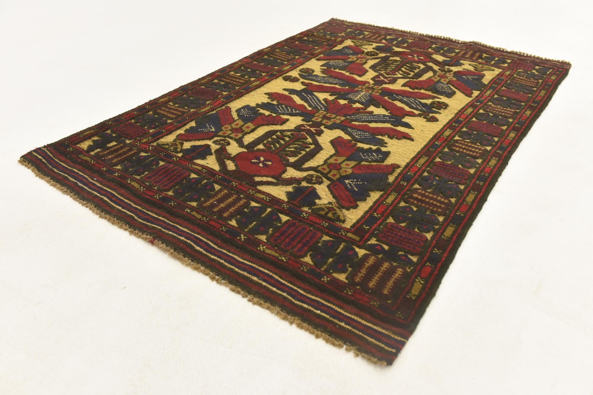 3' x 4' 6 Hand Knotted Sumak Wool Rug