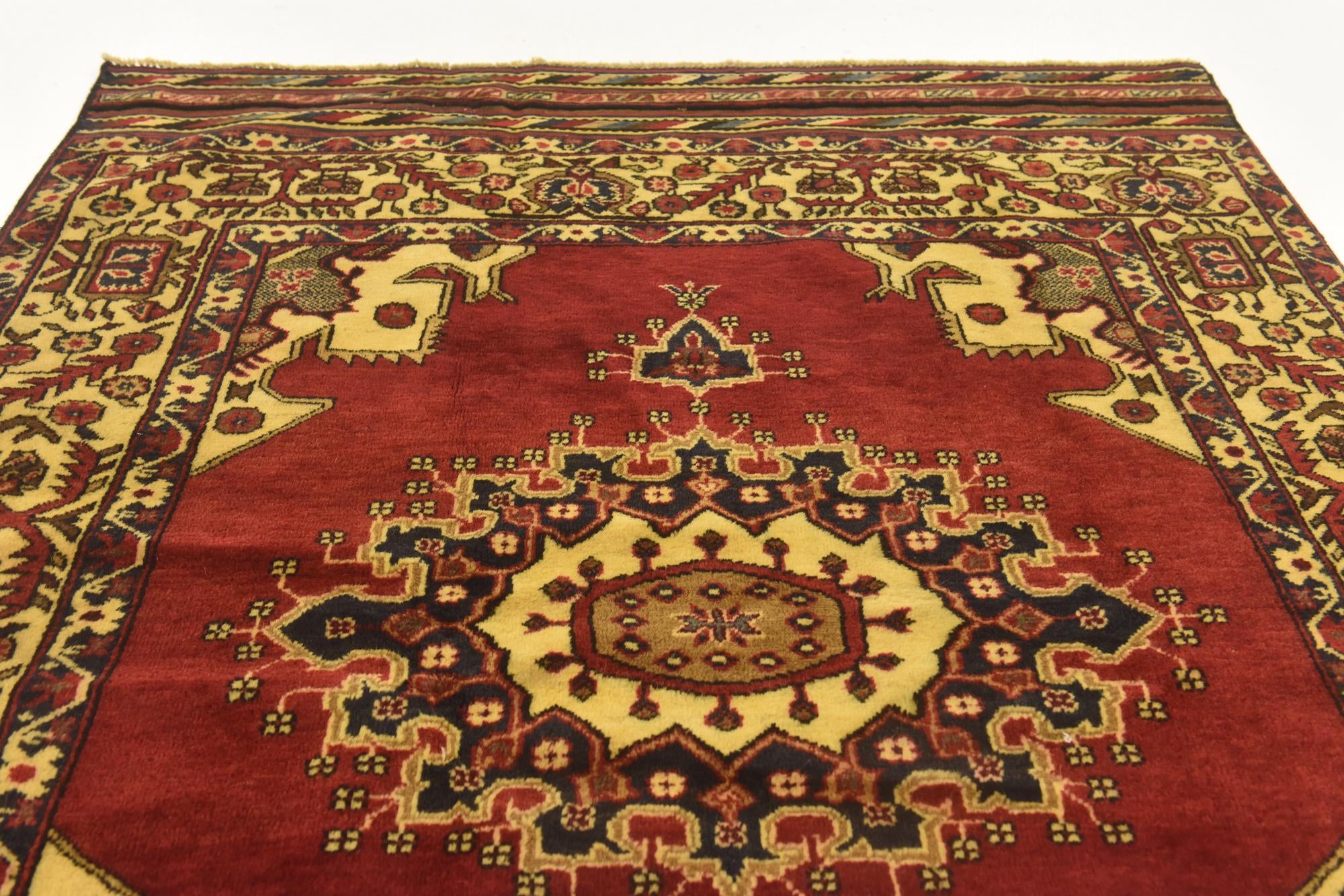 4' 3 x 6' Hand Knotted Sumak Wool Rug