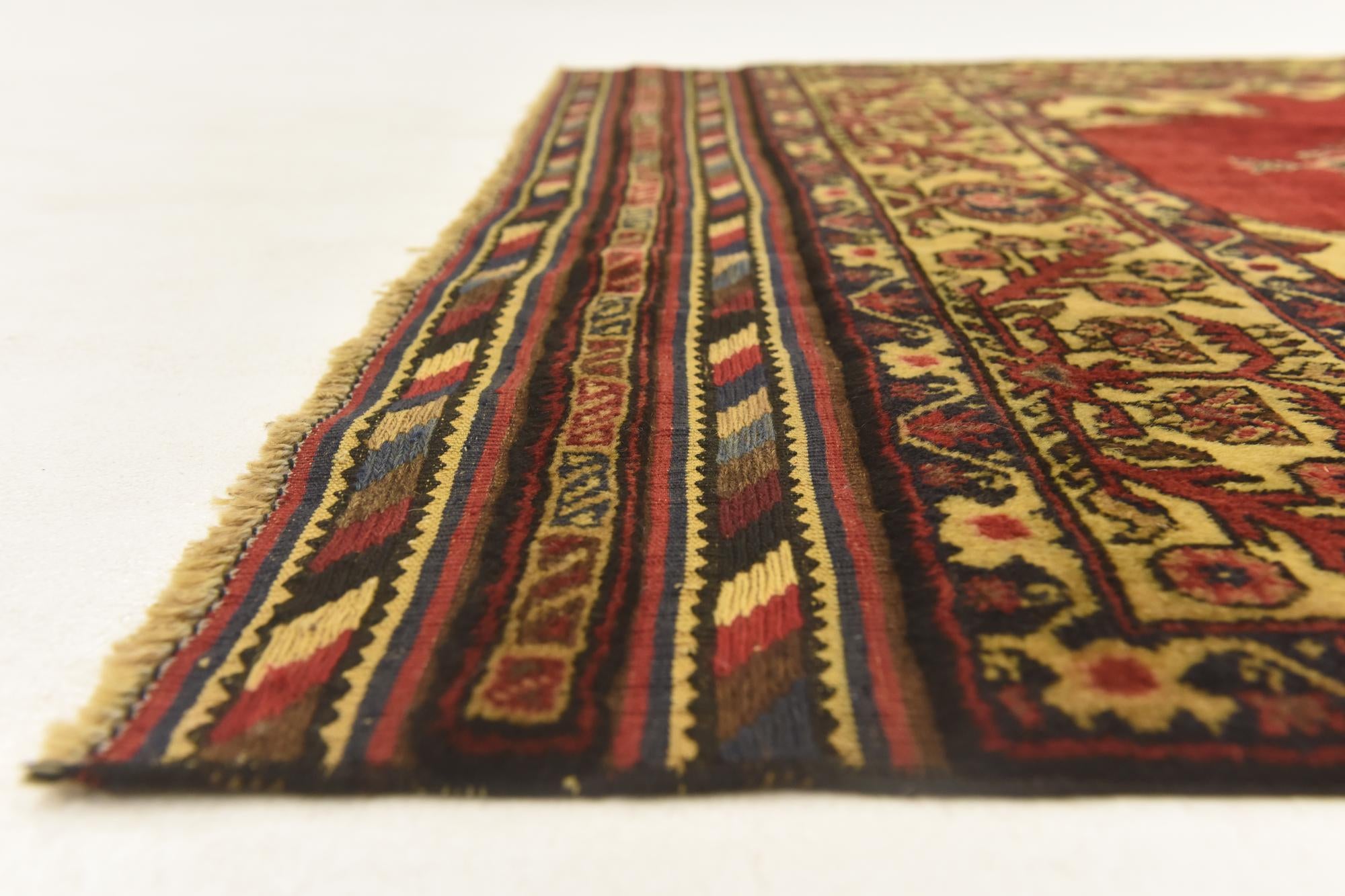 4' 3 x 6' Hand Knotted Sumak Wool Rug