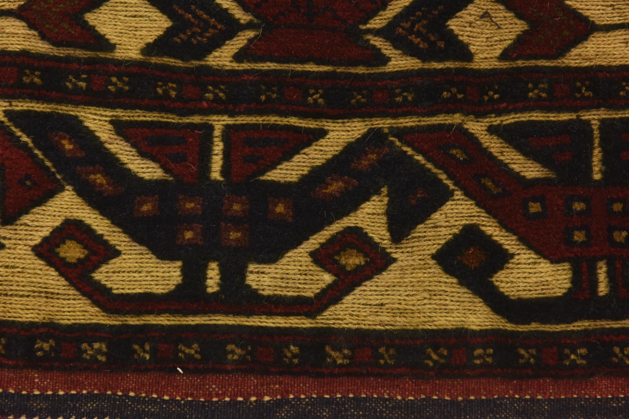 4' 4 x 6' 1 Hand Knotted Sumak Wool Rug