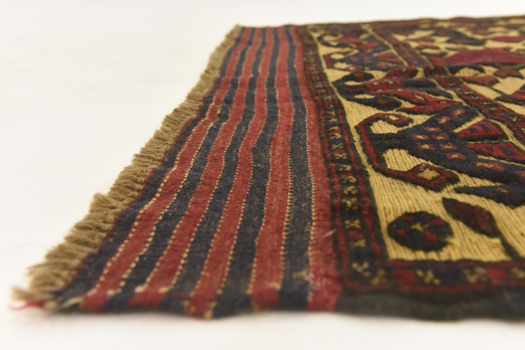 4' 4 x 6' 1 Hand Knotted Sumak Wool Rug
