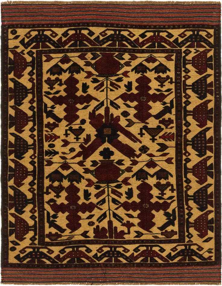 Detail image of 4' 4 x 6' 1 Hand Knotted Sumak Wool Rug