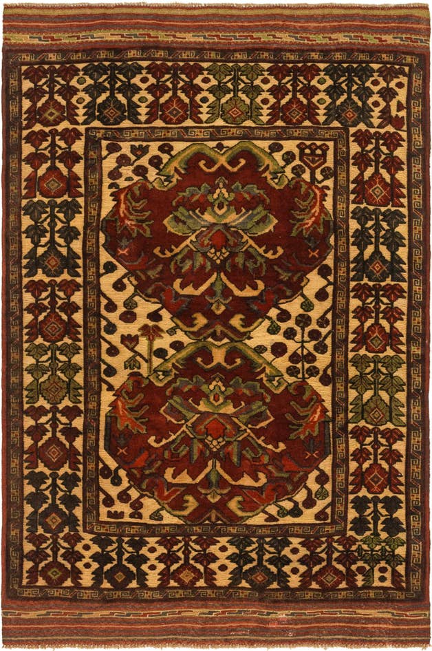 Detail image of 4' 1 x 6' 5 Hand Knotted Sumak Wool Rug