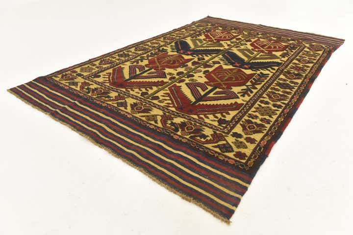 4' x 6' 4 Hand Knotted Sumak Wool Rug