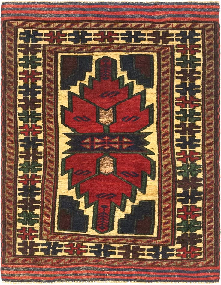 Detail image of 2' 9 x 4' 10 Hand Knotted Sumak Wool Rug
