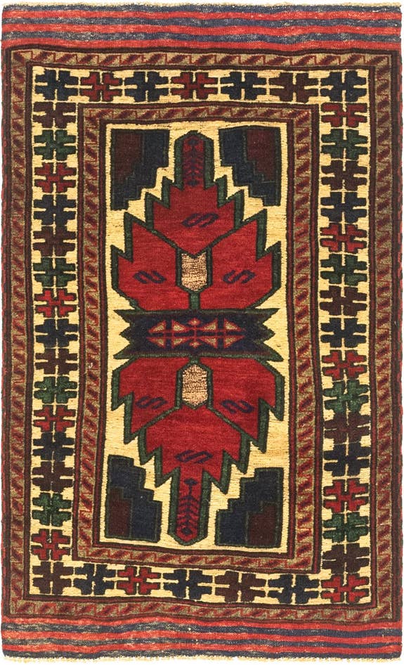 Detail image of 2' 9 x 4' 10 Hand Knotted Sumak Wool Rug