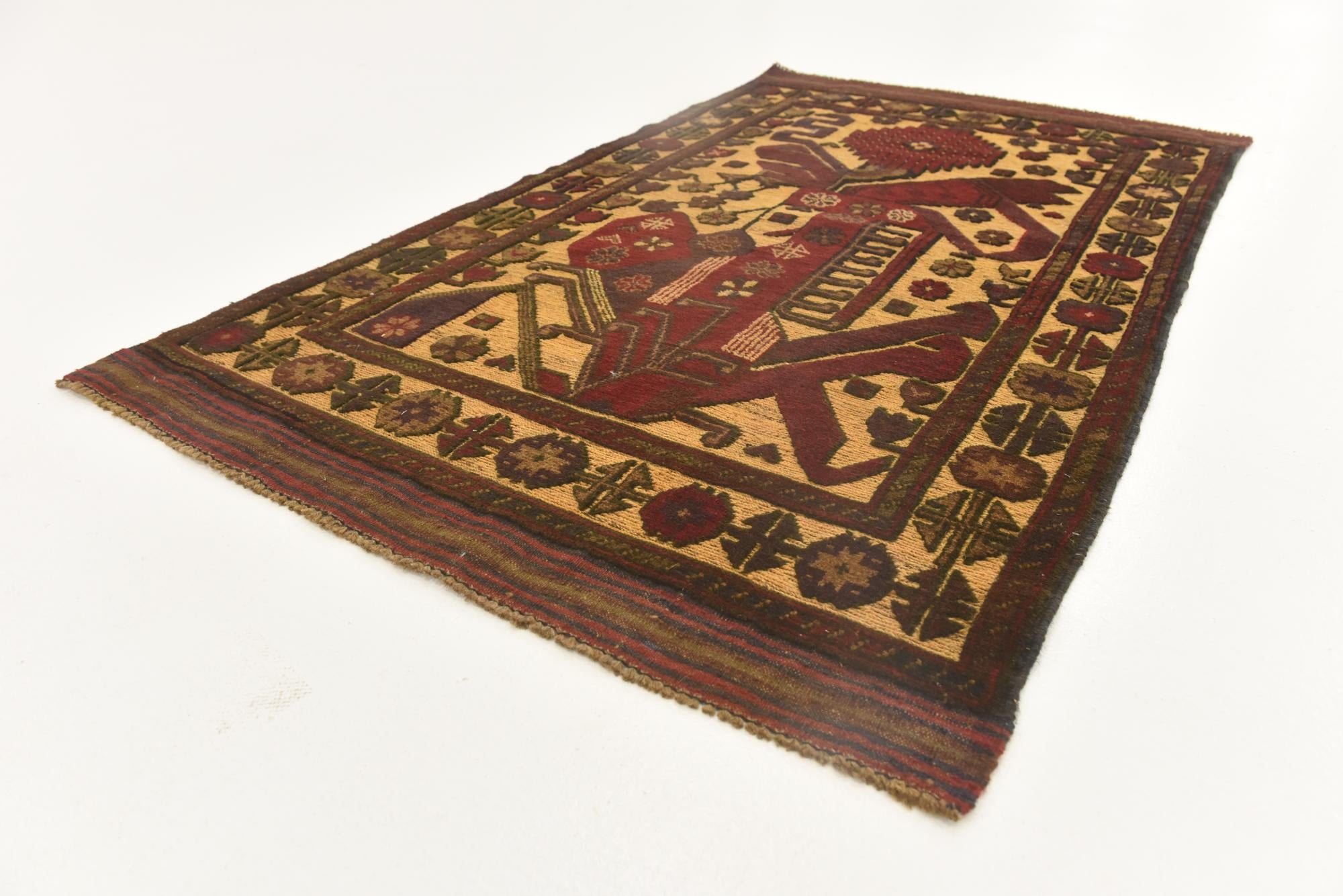 3' x 5' Hand Knotted Sumak Wool Rug