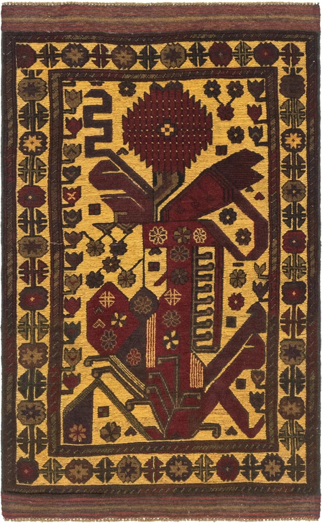 3' x 5' Hand Knotted Sumak Wool Rug