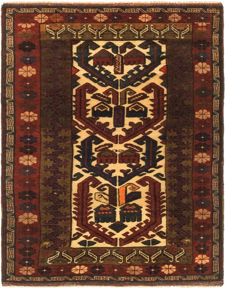 Detail image of 2' 8 x 4' 8 Hand Knotted Sumak Wool Rug