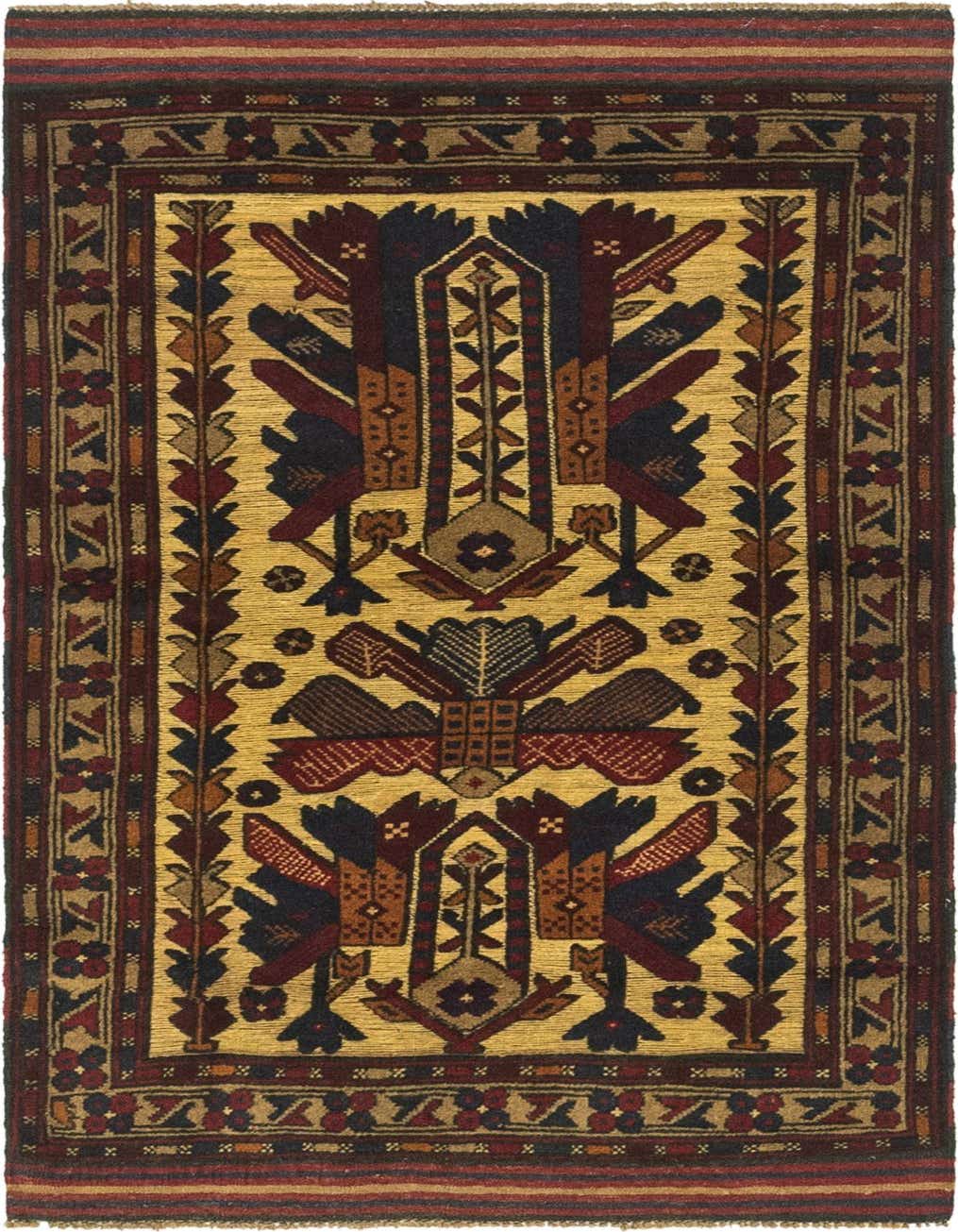 3' x 5' 3 Hand Knotted Sumak Wool Rug