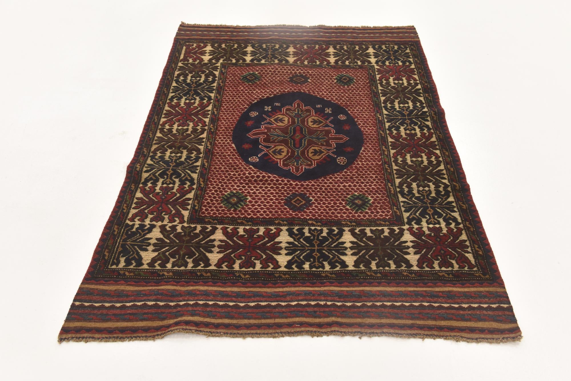 4' 1 x 6' 3 Hand Knotted Sumak Wool Rug
