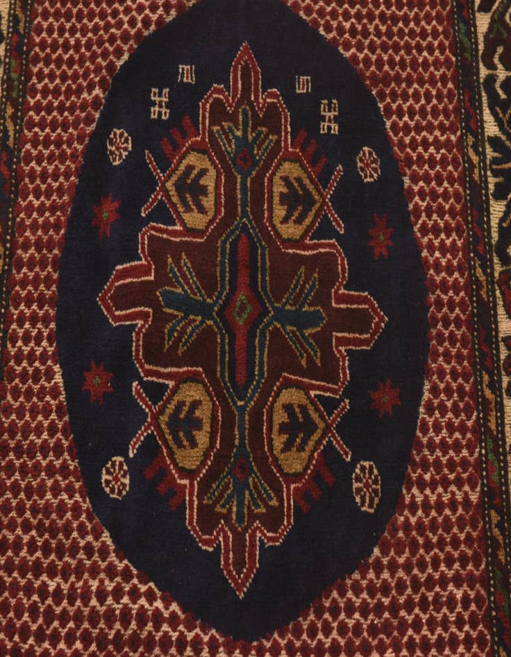 Detail image of 4' 1 x 6' 3 Hand Knotted Sumak Wool Rug