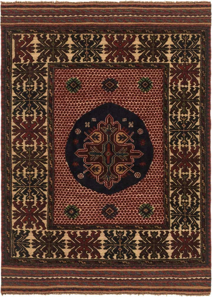 4' 1 x 6' 3 Hand Knotted Sumak Wool Rug