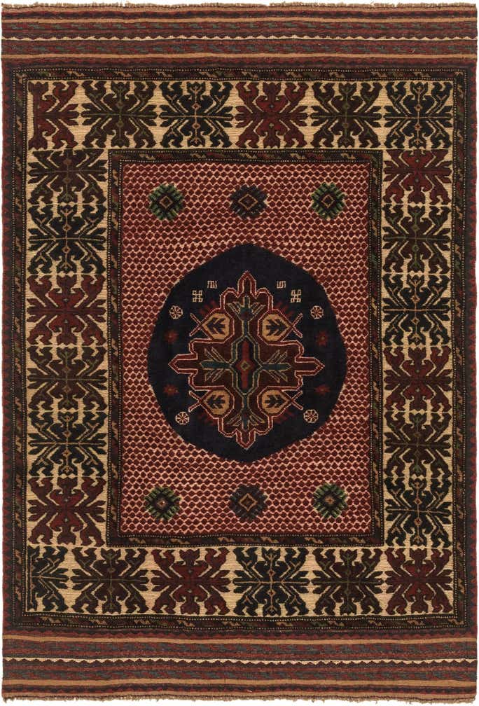 4' 1 x 6' 3 Hand Knotted Sumak Wool Rug