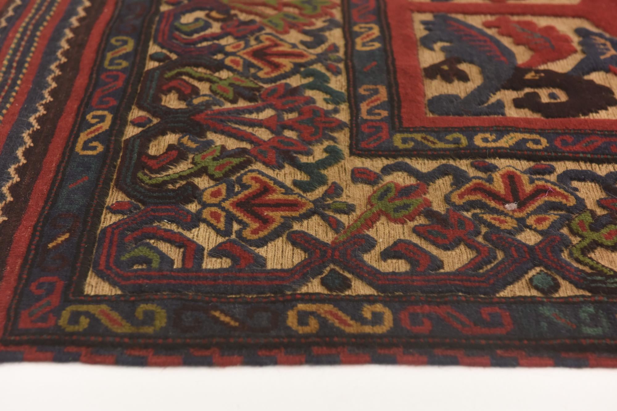 4' x 6' 2 Hand Knotted Sumak Wool Rug