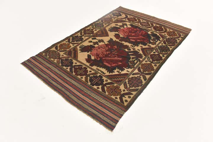 3' 11 x 6' 3 Hand Knotted Sumak Wool Rug