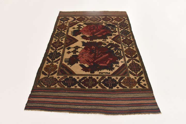 3' 11 x 6' 3 Hand Knotted Sumak Wool Rug