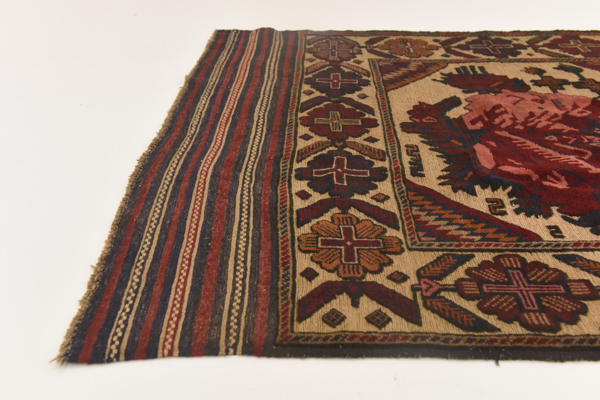 3' 11 x 6' 3 Hand Knotted Sumak Wool Rug