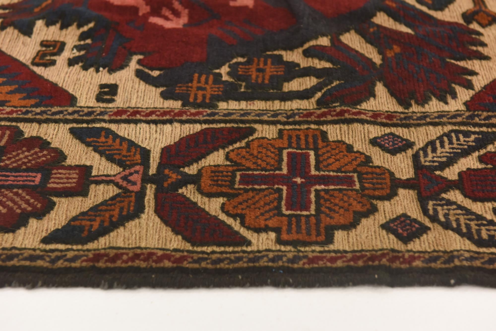 3' 11 x 6' 3 Hand Knotted Sumak Wool Rug