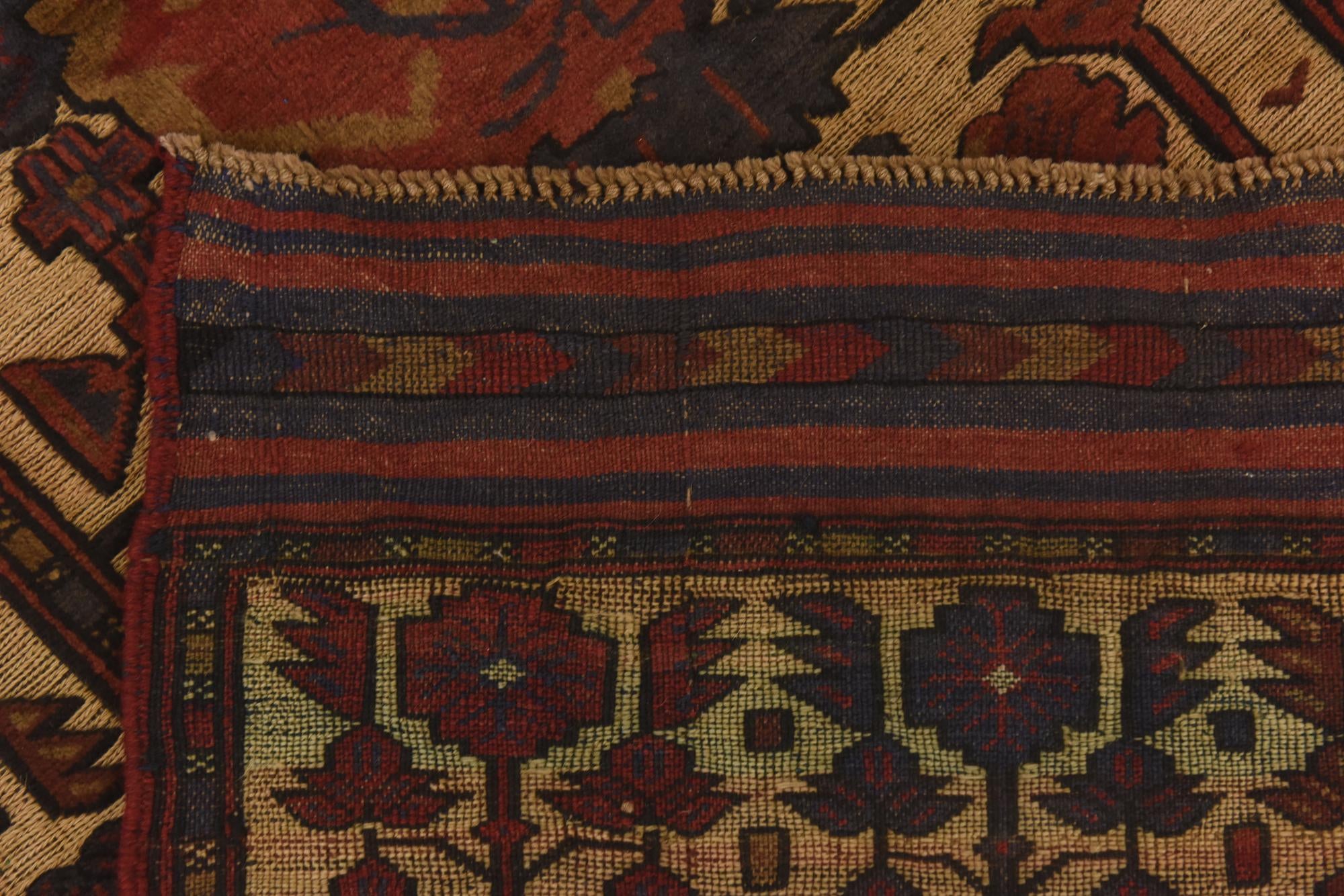 3' 11 x 6' 8 Hand Knotted Sumak Wool Rug