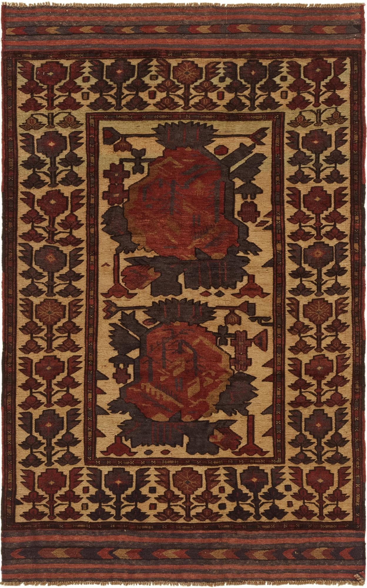 3' 11 x 6' 8 Hand Knotted Sumak Wool Rug