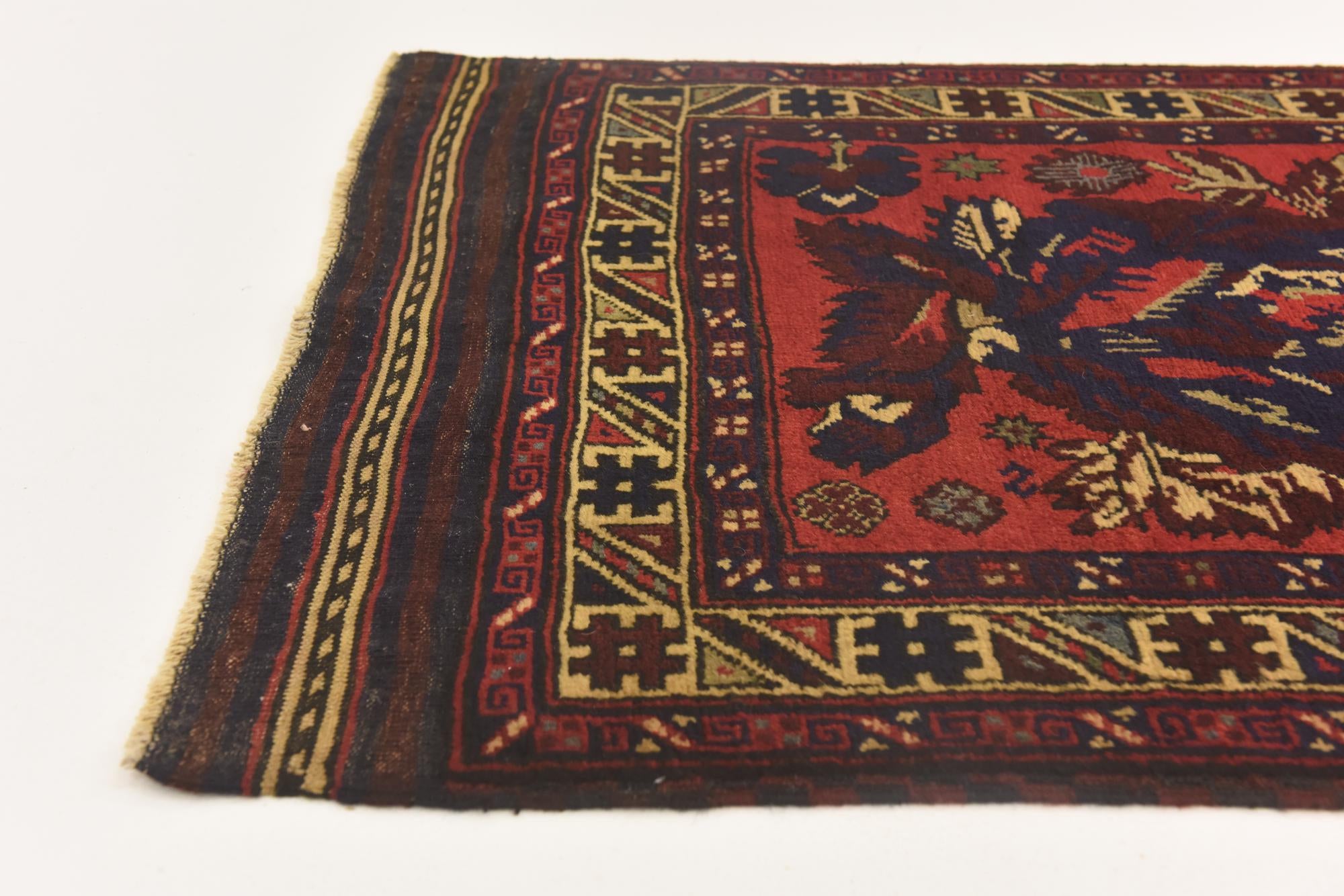 2' 9 x 4' 6 Hand Knotted Sumak Wool Rug