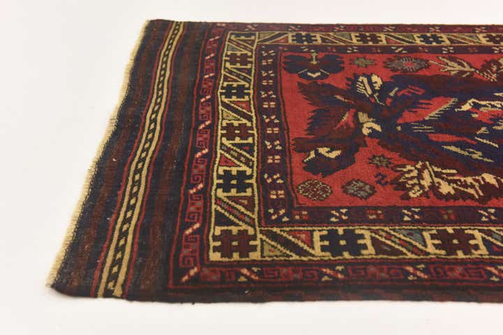 2' 9 x 4' 6 Hand Knotted Sumak Wool Rug