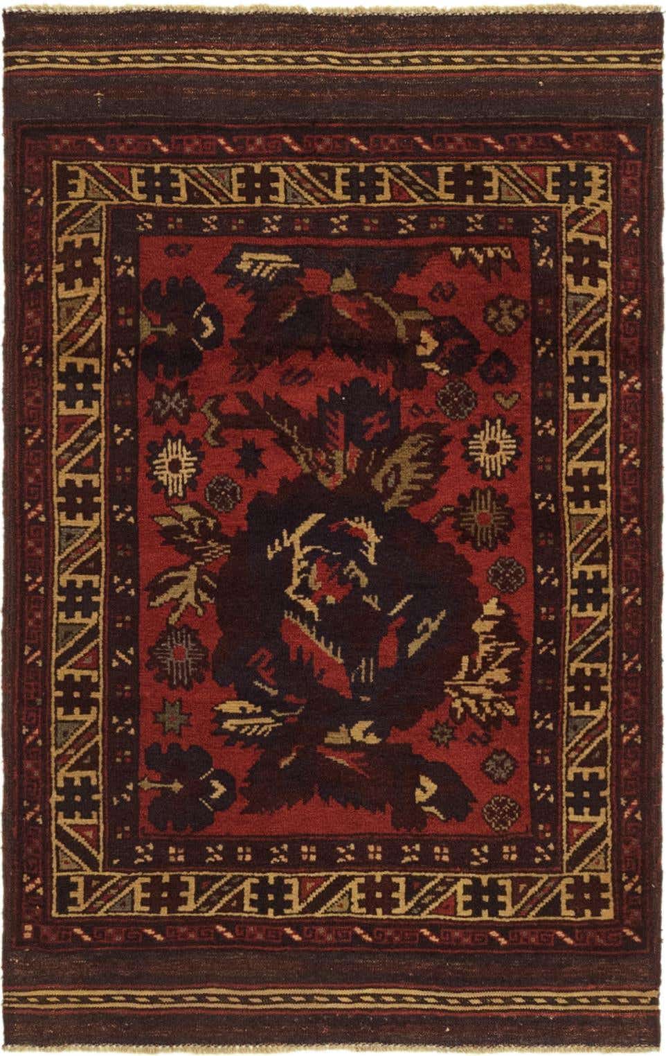 2' 9 x 4' 6 Hand Knotted Sumak Wool Rug