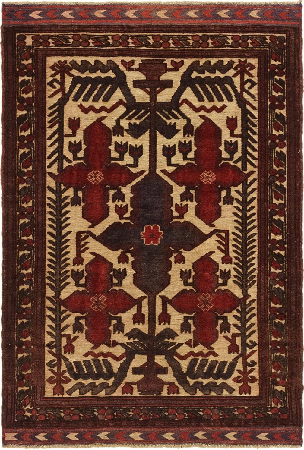 3' x 4' 5 Hand Knotted Sumak Wool Rug