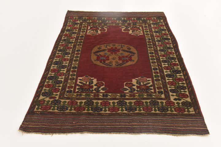 4' 4 x 5' 10 Hand Knotted Sumak Wool Rug