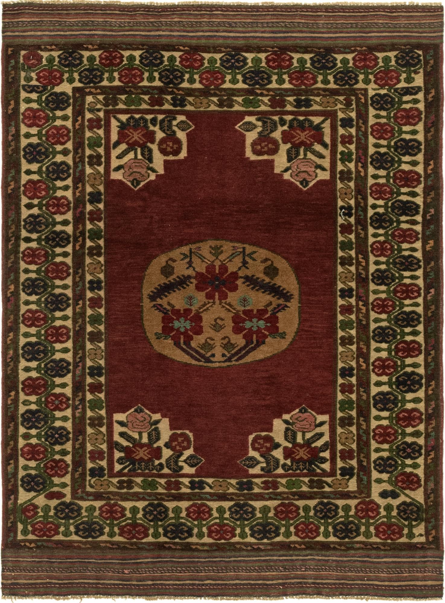 4' 4 x 5' 10 Hand Knotted Sumak Wool Rug