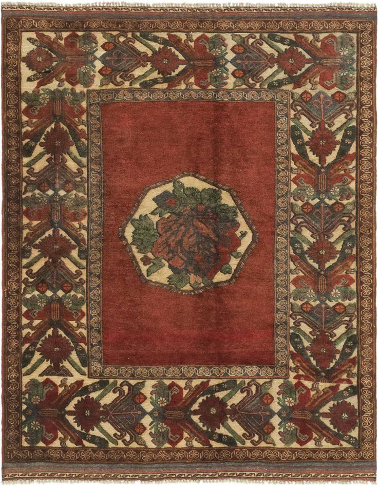 Detail image of 4' 2 x 4' 11 Hand Knotted Sumak Wool Rug