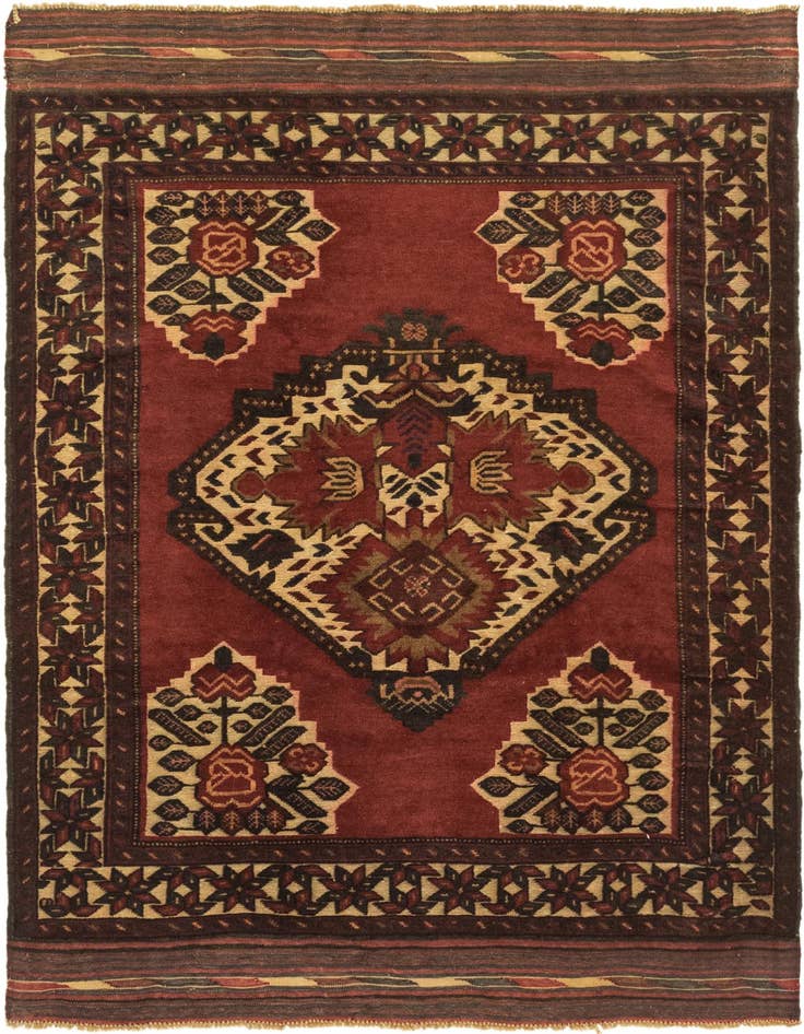 Detail image of 4' 2 x 6' 2 Hand Knotted Sumak Wool Rug