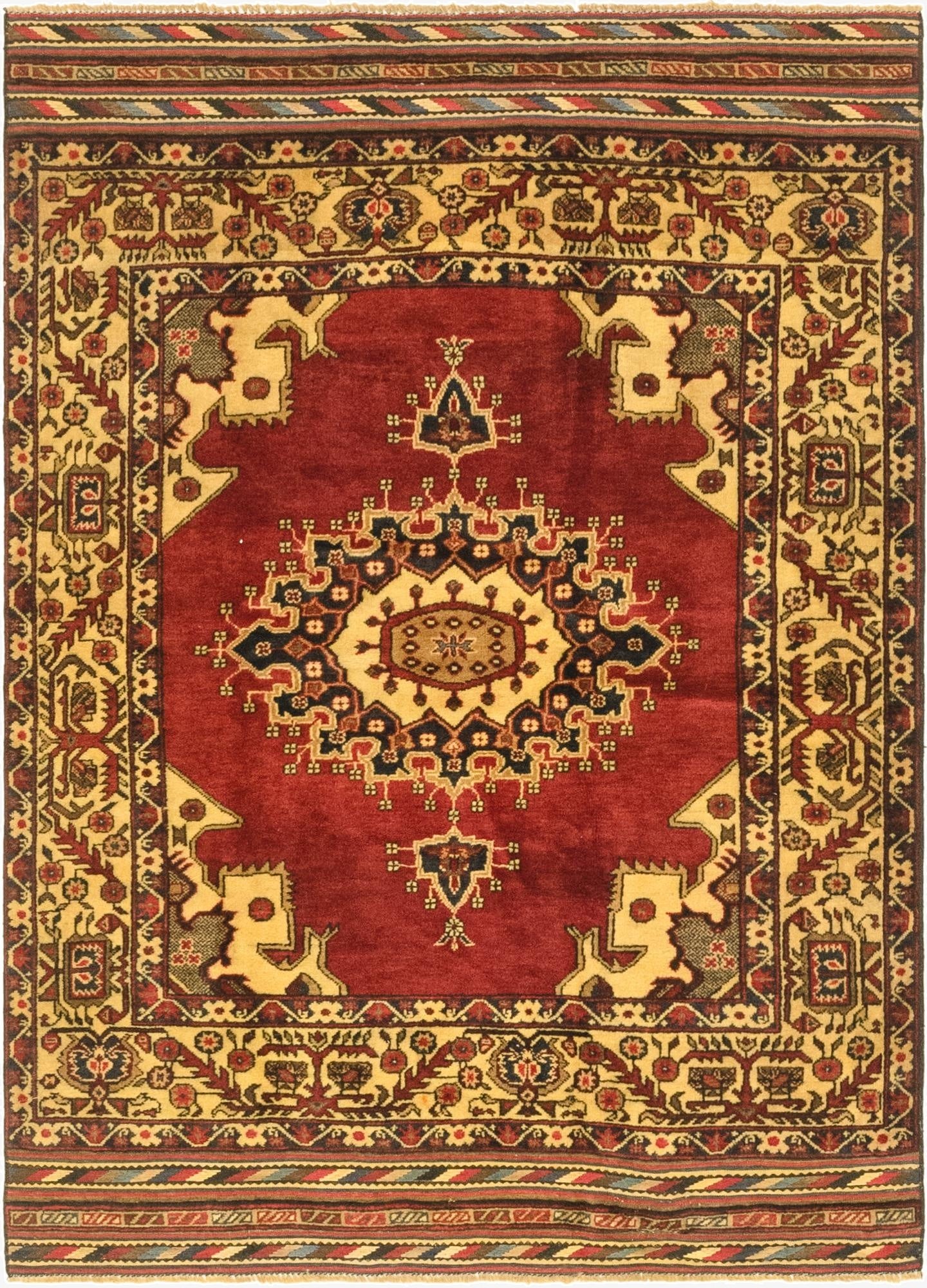 4' 3 x 6'  Hand Knotted Sumak Wool Rug