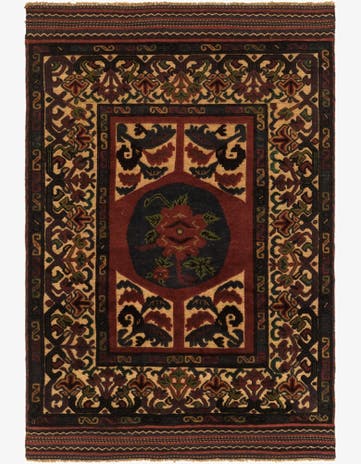 4' x 6' 2 Hand Knotted Sumak Wool Rug