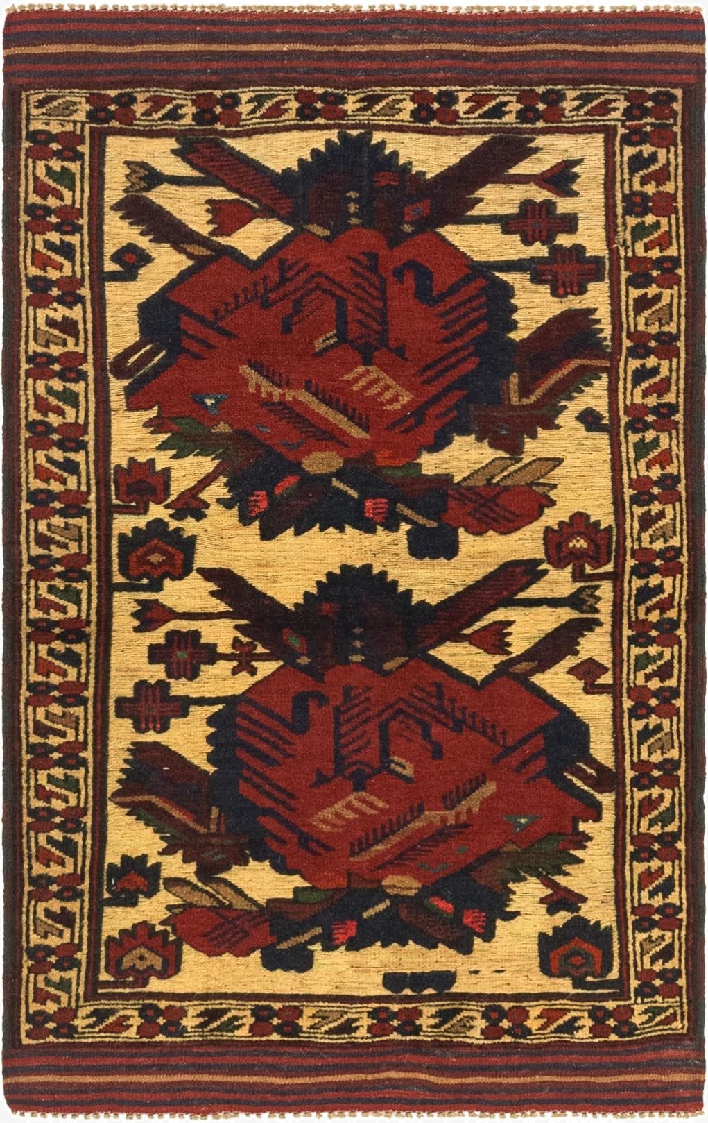 3' x 4' 9  Hand Knotted Sumak Wool Rug