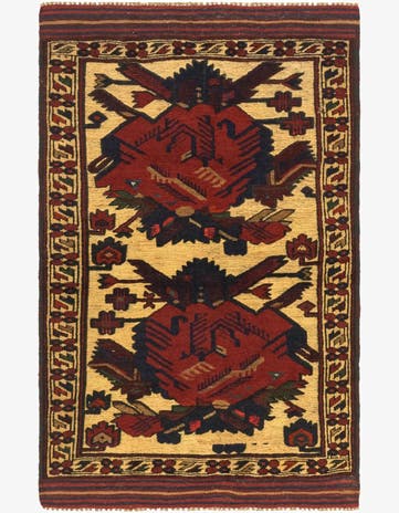 3' x 4' 9 Hand Knotted Sumak Wool Rug