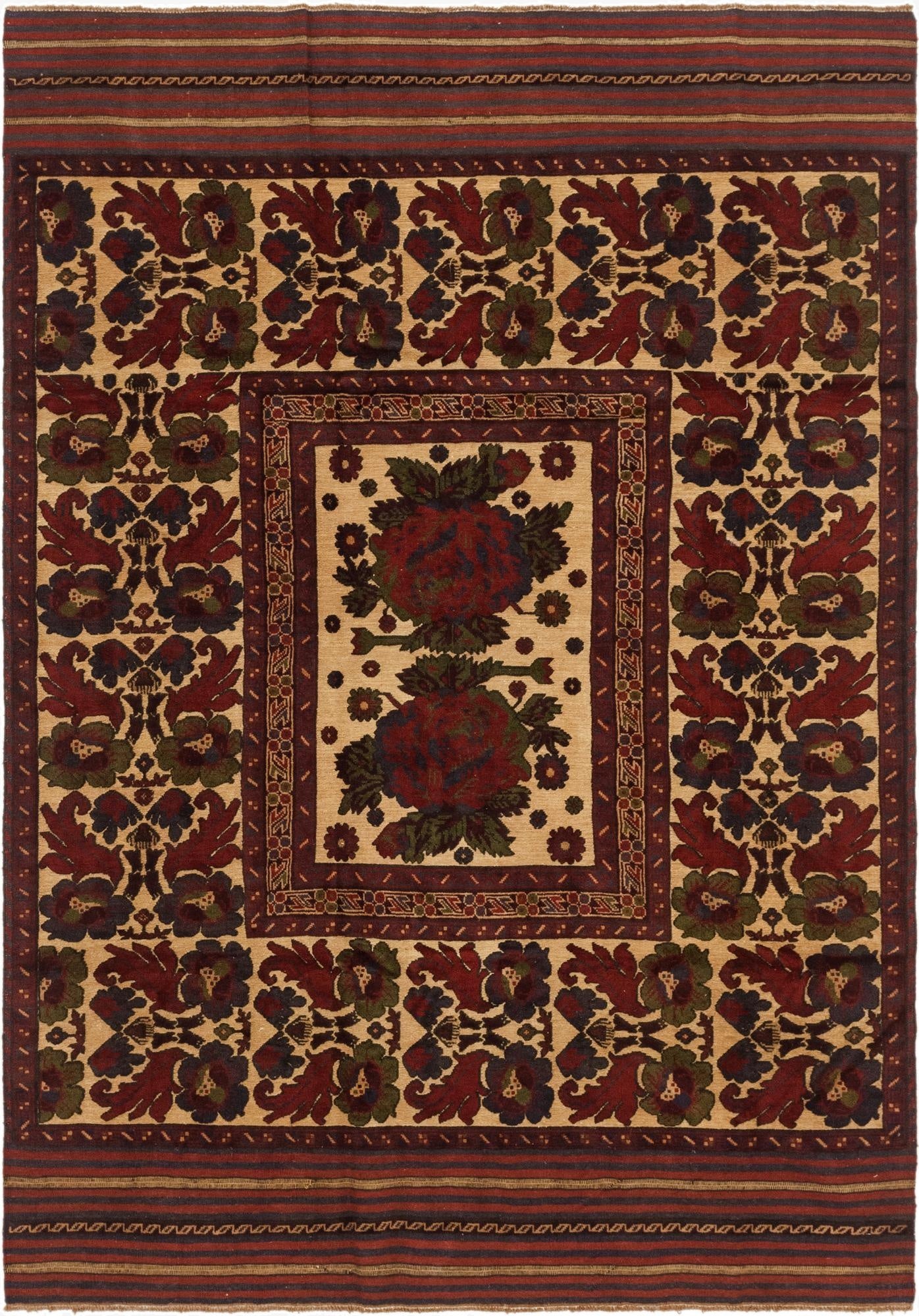 6' 7 x 9' 4  Hand Knotted Sumak Wool Rug