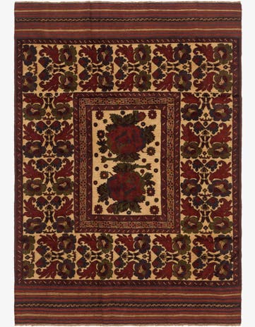 6' 7 x 9' 4 Hand Knotted Sumak Wool Rug