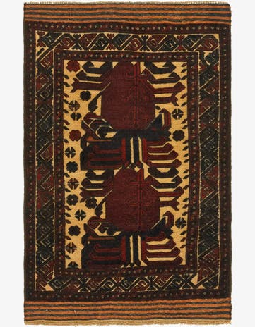 3' x 4' 7 Hand Knotted Sumak Wool Rug