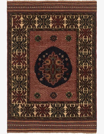 4' 1 x 6' 3 Hand Knotted Sumak Wool Rug