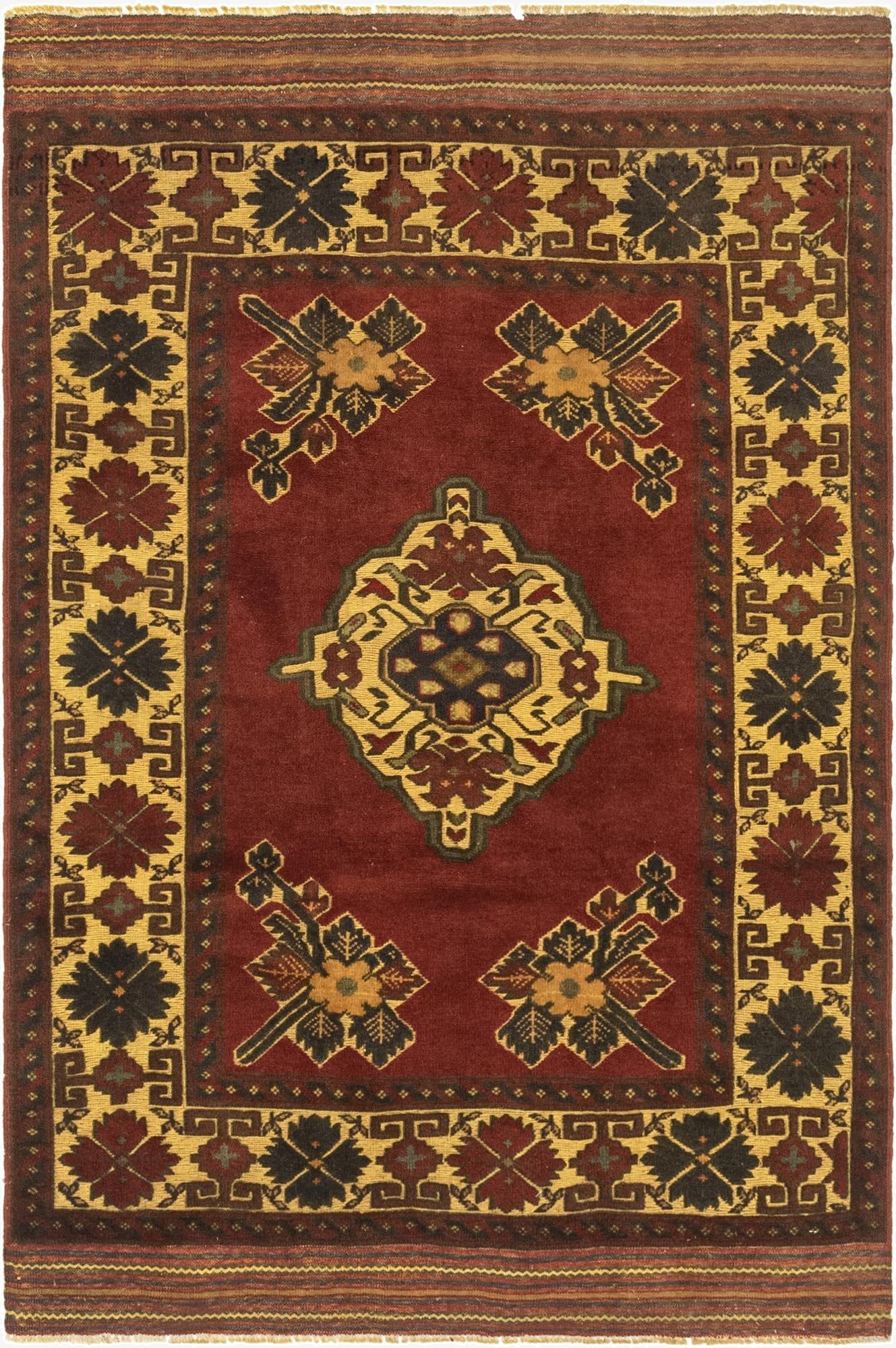 4' 2 x 6' 2  Hand Knotted Sumak Wool Rug