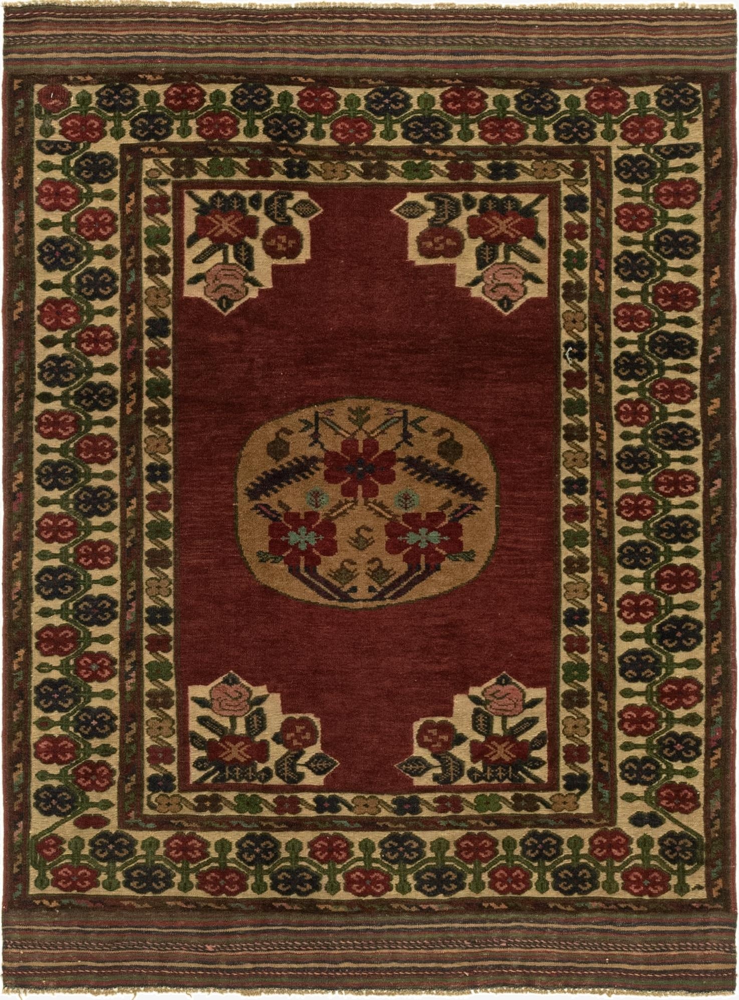 4' 4 x 5' 10  Hand Knotted Sumak Wool Rug