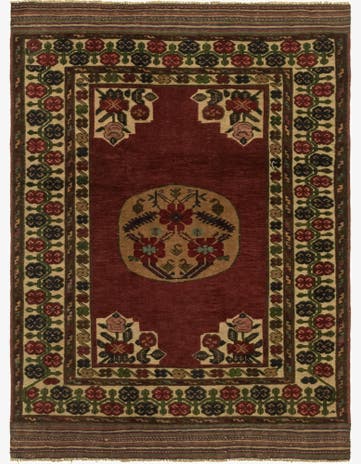 4' 4 x 5' 10 Hand Knotted Sumak Wool Rug