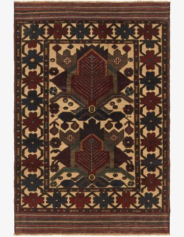 3' 11 x 5' 9 Hand Knotted Sumak Wool Rug