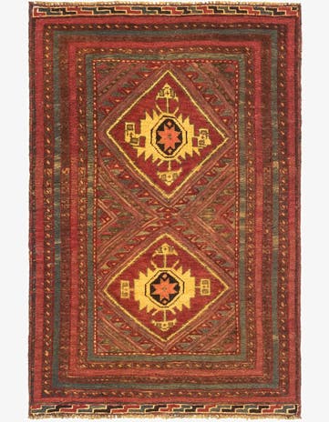 2' 7 x 4' Hand Knotted Sumak Wool Rug