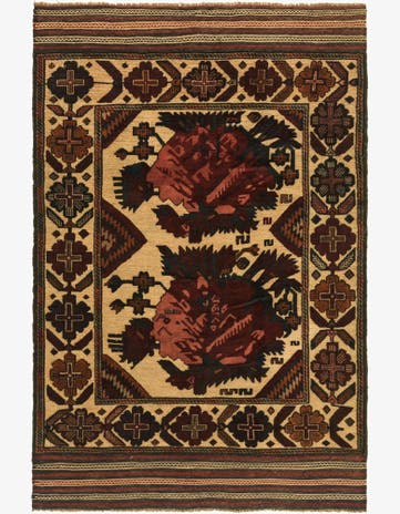 3' 11 x 6' 3 Hand Knotted Sumak Wool Rug