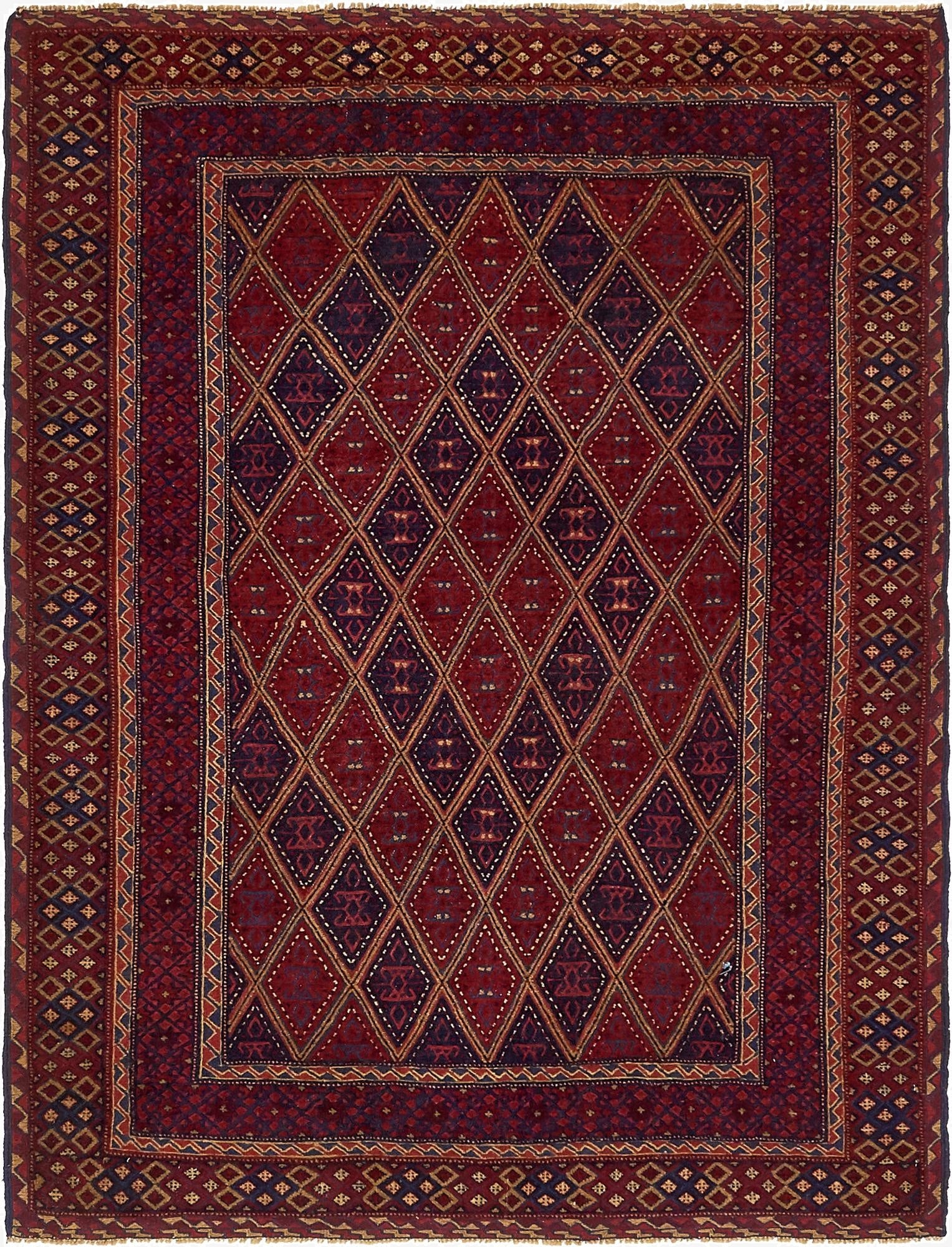4' 10 x 6' 5  Hand Knotted Sumak Wool Rug